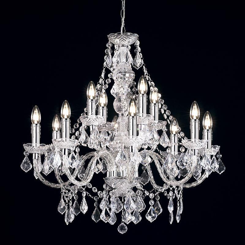 Endon 12-light Clarence crystal chandelier with clear acrylic beading