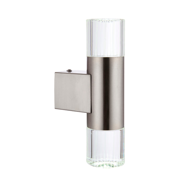 Grant 2 Light Outdoor Wall Light in Stainless Steel with Crystal Diffusers