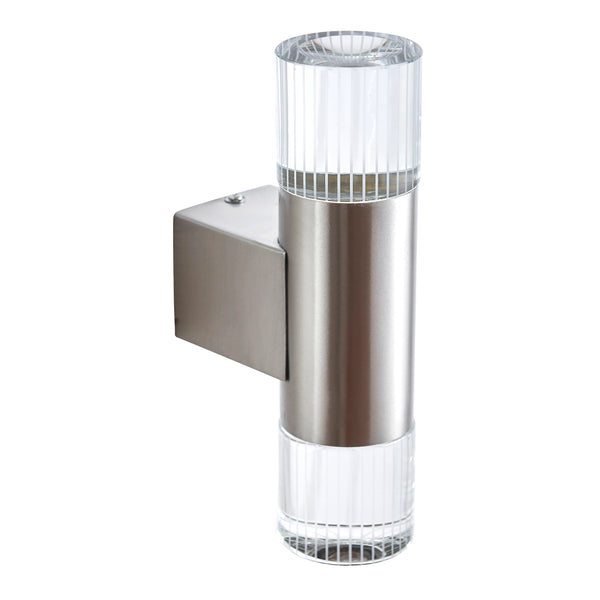 Grant 2 Light Outdoor Wall Light in Stainless Steel with Crystal Diffusers