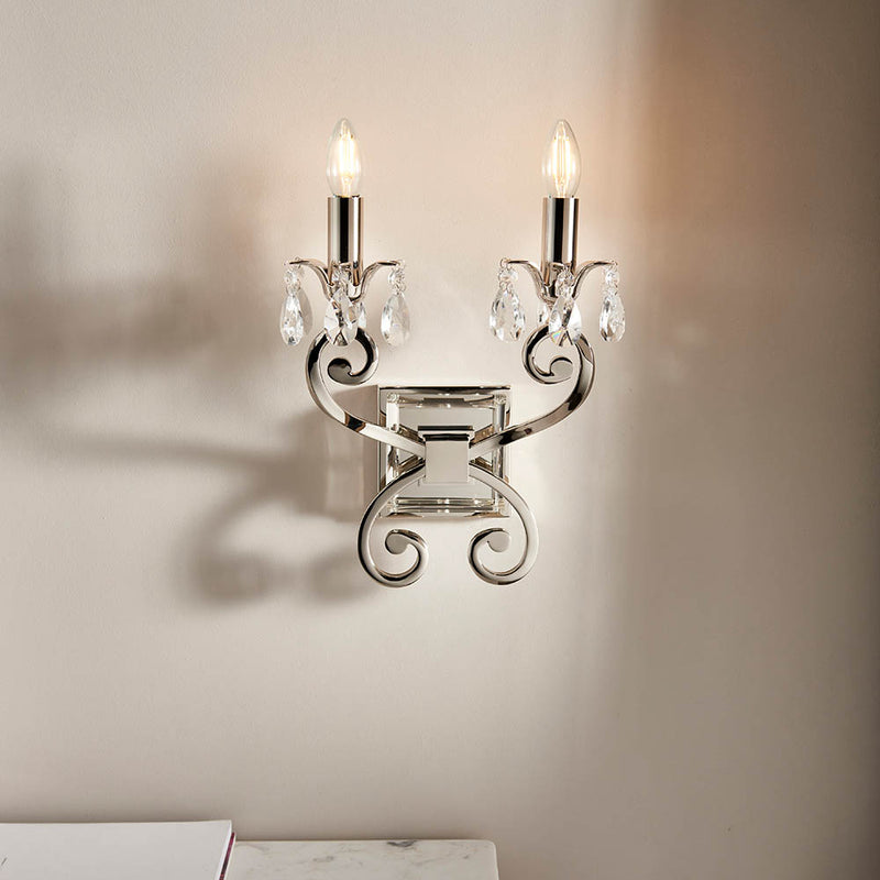 Oksana 2 Light Wall Light in Polished Nickel