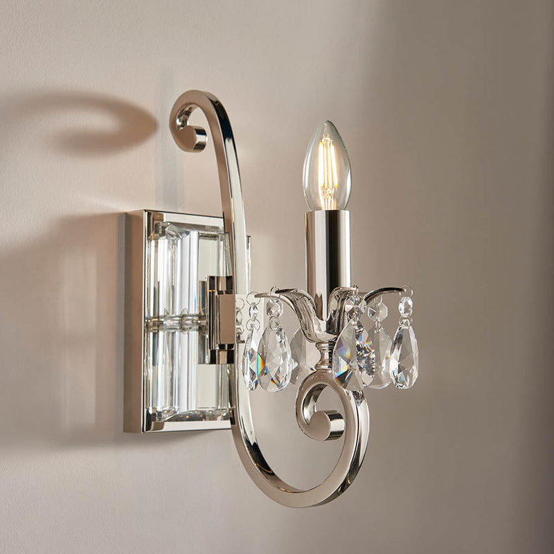 Oksana 1 Light Wall Light in Polished Nickel