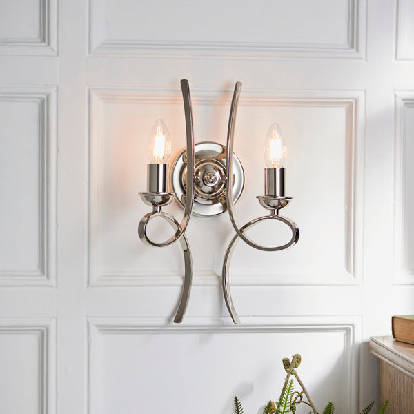 Penn 2 Light Wall Light in Polished Nickel