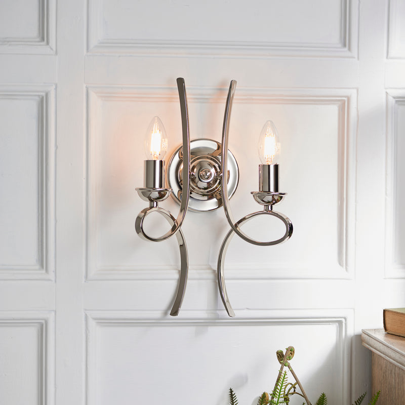 Penn 2 Light Wall Light in Polished Nickel