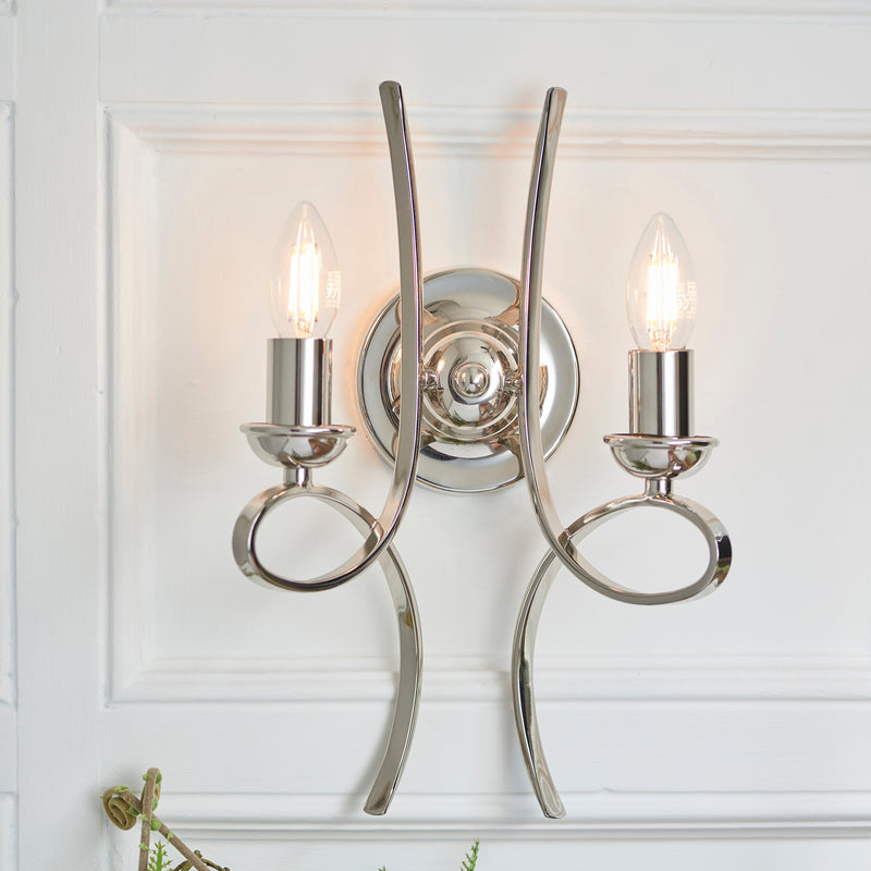 Penn 2 Light Wall Light in Polished Nickel