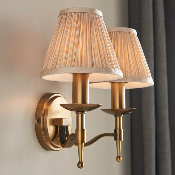 Stanford 2 Light Wall Light in Antique Brass