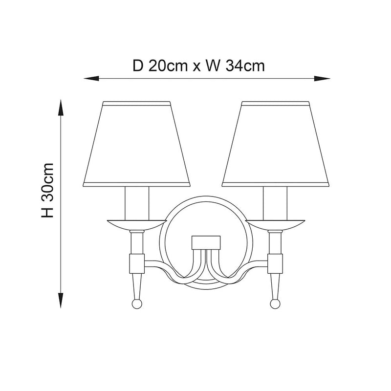 Stanford 2 Light Wall Light in Antique Brass