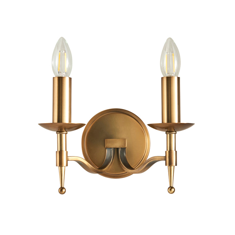 Stanford 2 Light Wall Light in Antique Brass