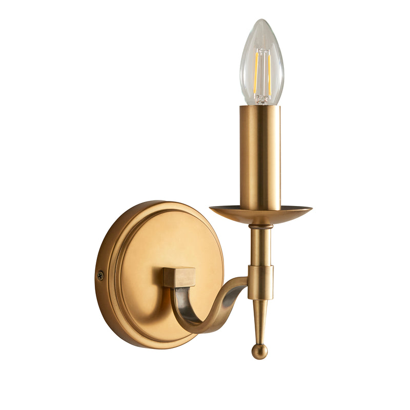 Stanford 1 Light Wall Light in Antique Brass