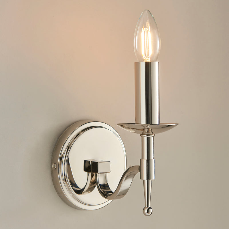 Stanford 1 Light Wall Light in Polished Nickel