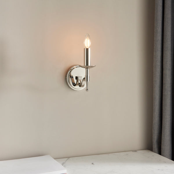 Stanford 1 Light Wall Light in Polished Nickel