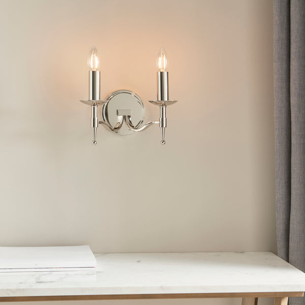 Stanford 2 Light Wall Light in Polished Nickel