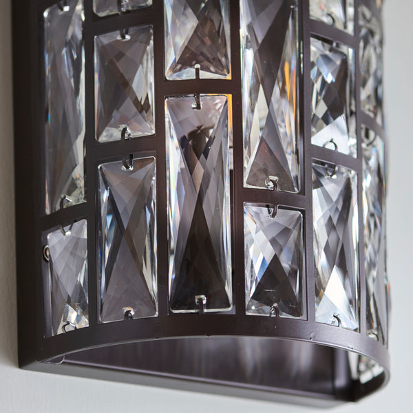 Belle 1 Light Wall Sconce in Dark Bronze with Faceted Crystal Tiers