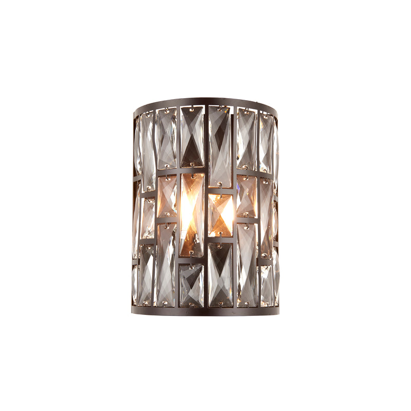 Belle 1 Light Wall Sconce in Dark Bronze with Faceted Crystal Tiers