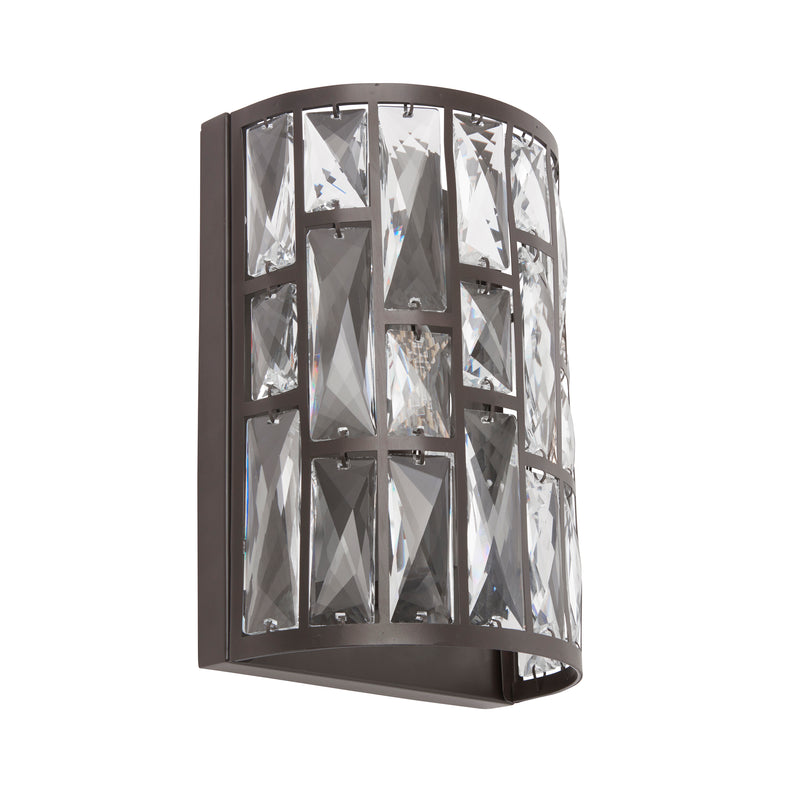 Belle 1 Light Wall Sconce in Dark Bronze with Faceted Crystal Tiers