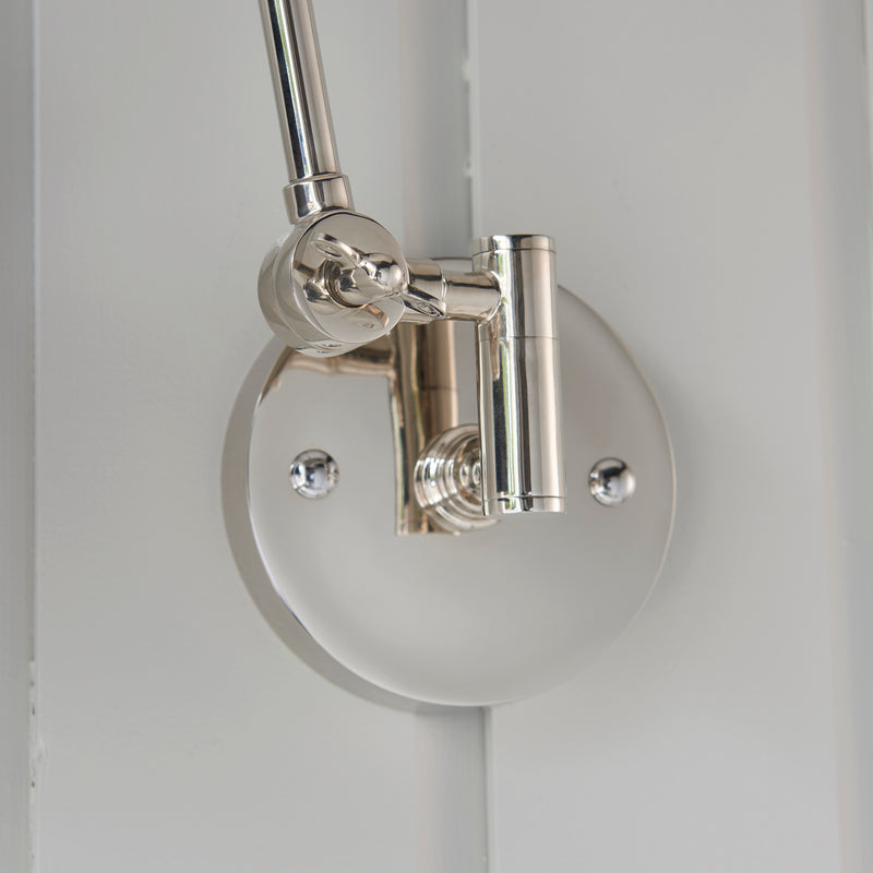 Lehal Swing Arm Wall Light in Polished Nickel with Matt Black Shade