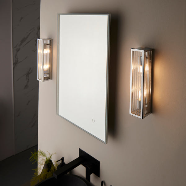 Newham 2 Light Bathroom Wall Light in Chrome with Clear Ribbed Glass