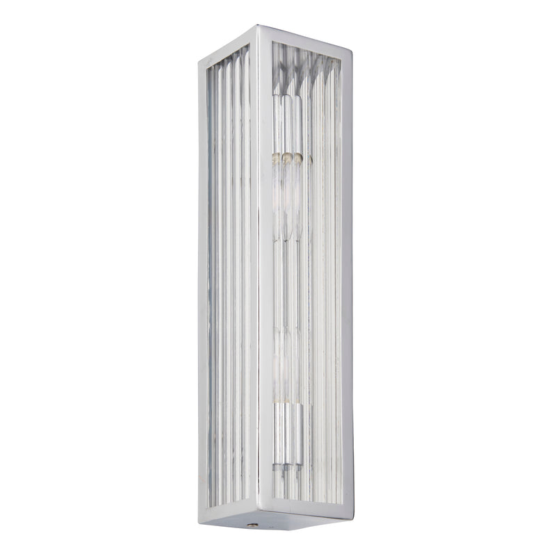 Newham 2 Light Bathroom Wall Light in Chrome with Clear Ribbed Glass