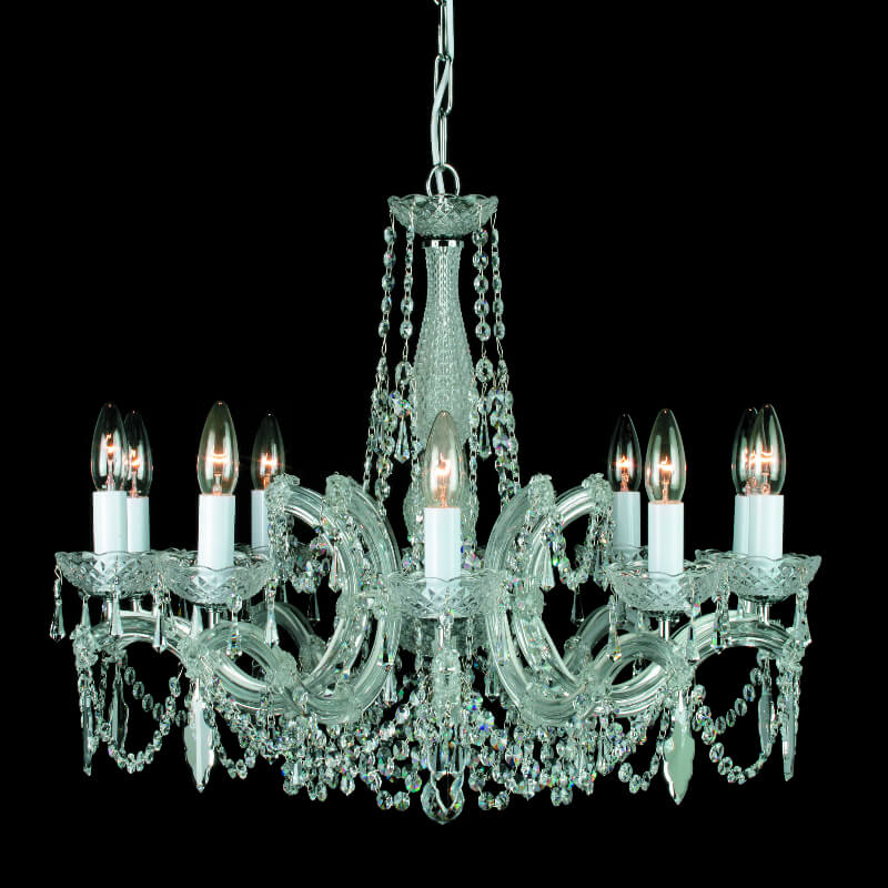 Impex Marie Theresa CP00150/18+1/CH Glass Arm 19 Light Strass Crystal Candle Chandelier Chrome