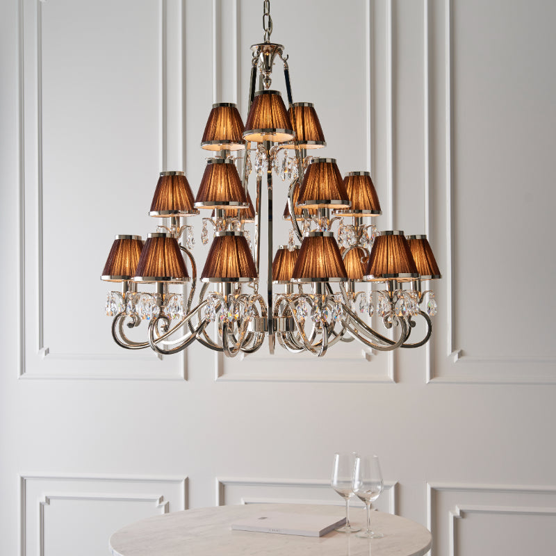 Interiors 1900 Oksana 21-Light Candle Chandelier & Chocolate Shades