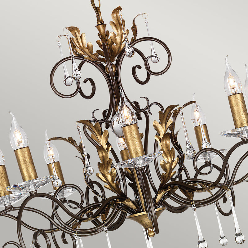 Elstead Amarilli 10 Light Chandelier - Bronze/Gold