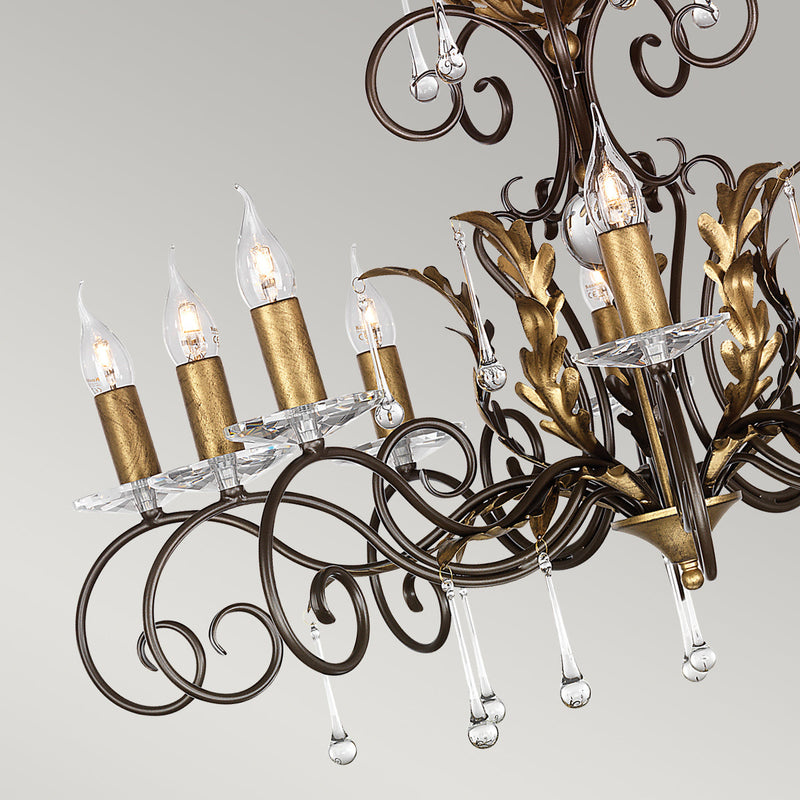 Elstead Amarilli 10 Light Chandelier - Bronze/Gold