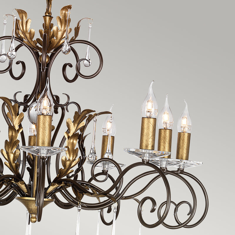 Elstead Amarilli 10 Light Chandelier - Bronze/Gold