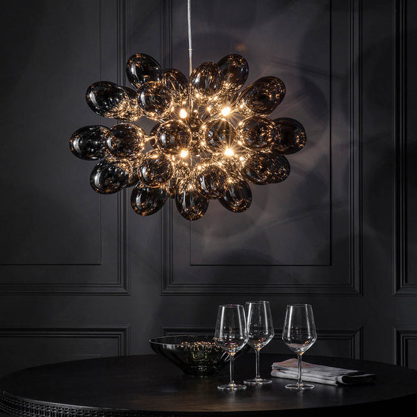 Endon Infinity 8 Light 80124 Chandelier With Dark Chrome Glass Shades