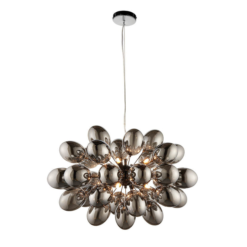 Endon Infinity 8 Light 80124 Chandelier With Dark Chrome Glass Shades