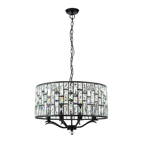 Endon The Belle 8 light pendant mixes high quality faceted clear crystals, arranged in a striking tiered pattern, with an understated dark bronze effect finish. Once lit each crystal combines to create an intensified decorative light effect. Perfect for timeless classic interiors.