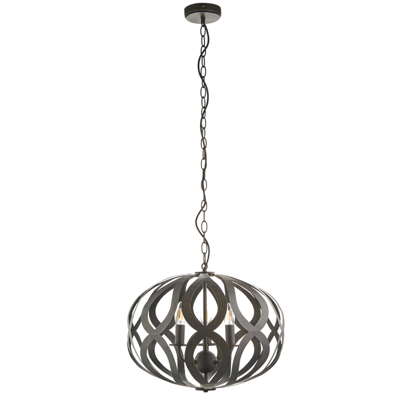 Endon Sirolo 81750 3 Light Antique Bronze Globe Chandelie