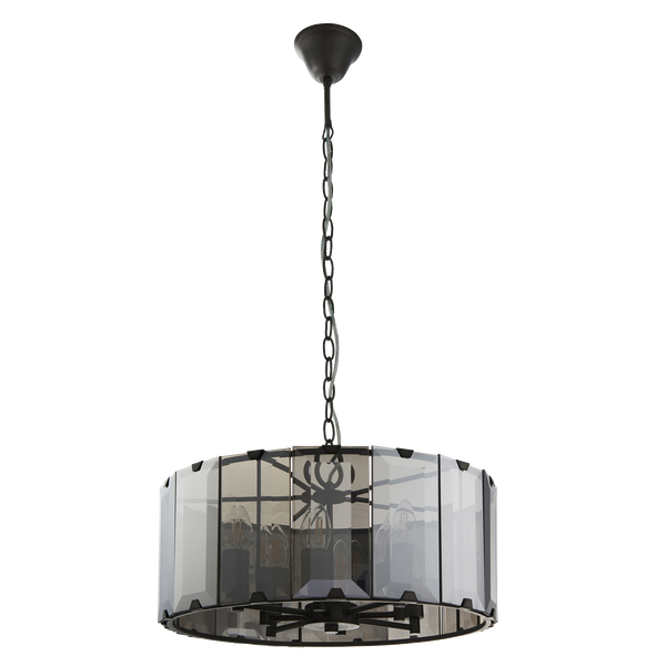 Endon lighting Clooney 8 Light Chandelier With Smoked Glass Panels 