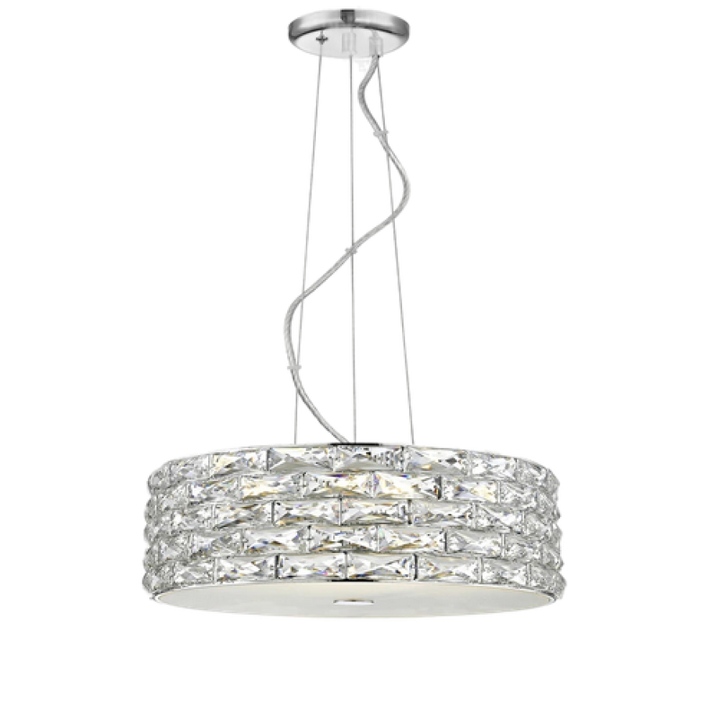 Impex LED2102-04-CH Aruba 4lt Pendant Light, Chrome & Crystal Glass