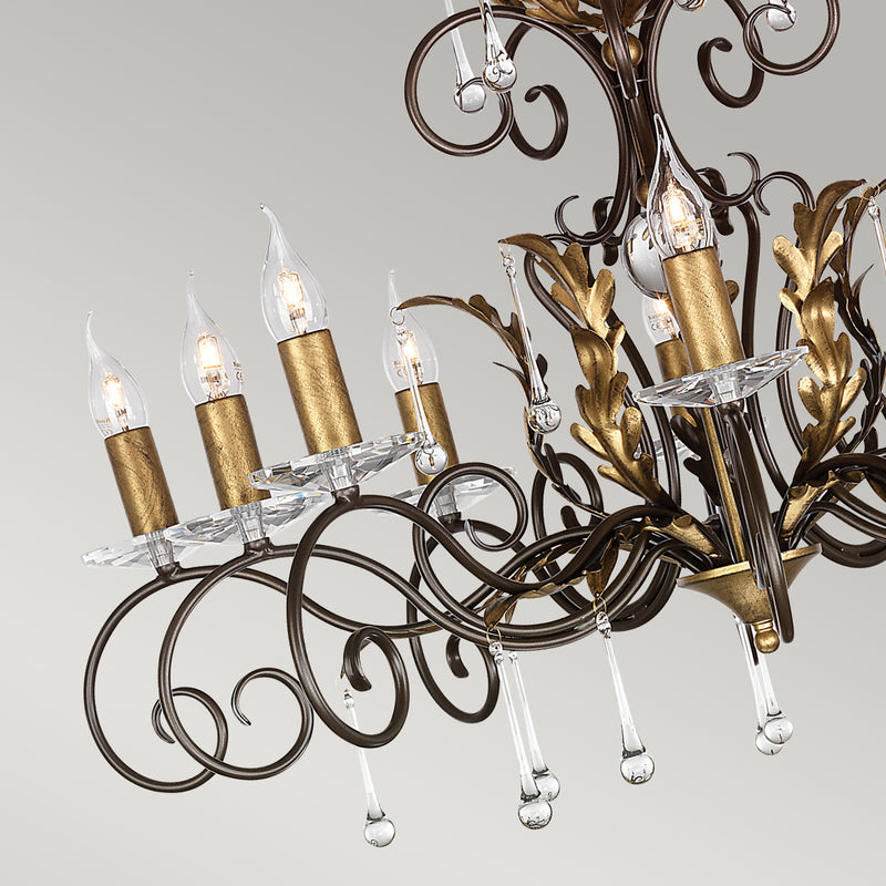 Elstead Amarilli 10 Light Chandelier - Bronze/Gold 